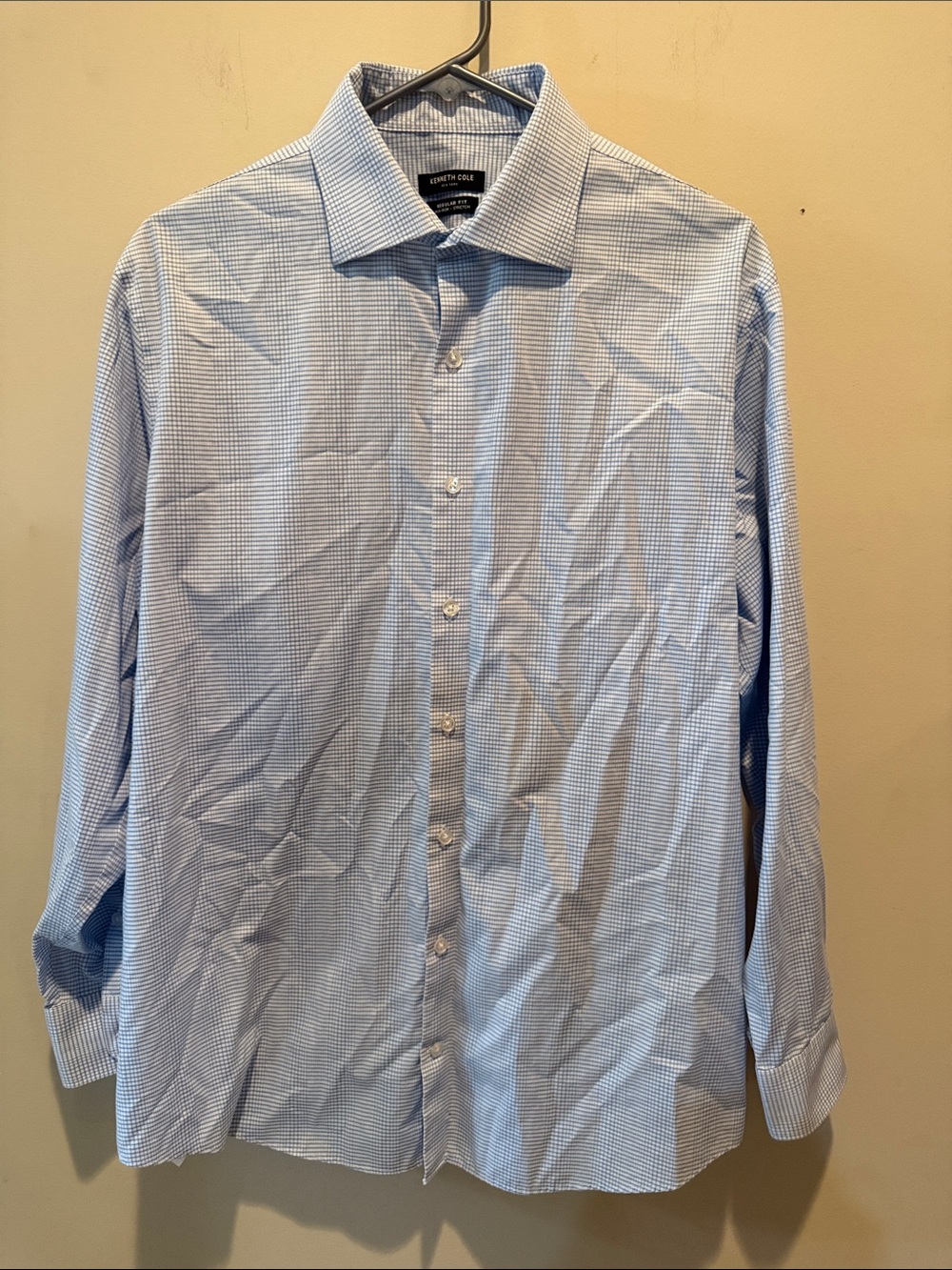 Button-Up Dress Shirt - Light Blue Micro Check